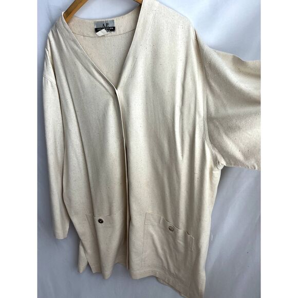 Vintage A.P. Collection Cream Lagenlook Shirt Plus Size 1X Natural Minimalist - Picture 2 of 8